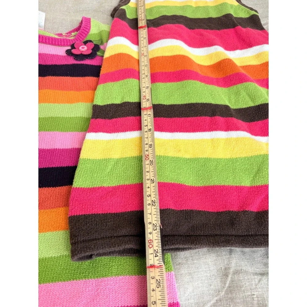 Gymboree Girls Stripe Knit Bundle‎ Cardigan and 2 Sweater Dresses Size 6-7 3pc